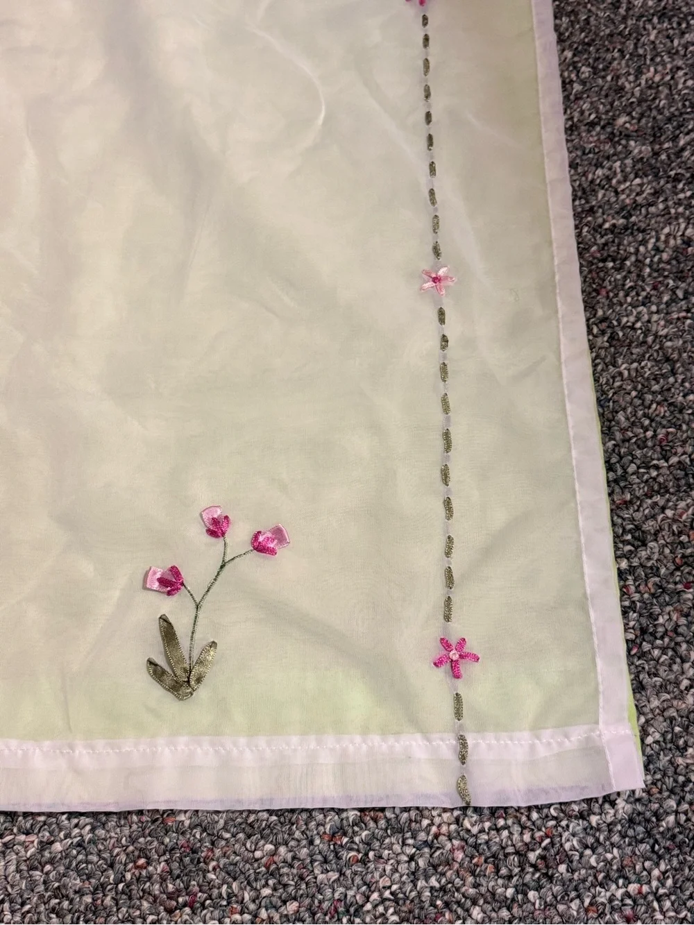 White & Green Fabric Curtain Panels
